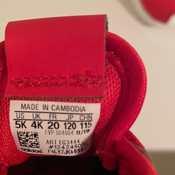 ADIDAS RED LITTLE GIRL SLIDE SNEAKERS - Picture 4 of 8
